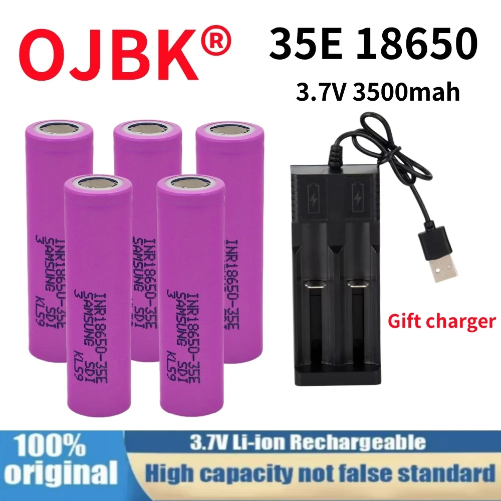 

100% New Original For 18650 3500mAh 20A discharge INR18650 35E 3500mAh 18650 battery Li-ion 3.7v rechargable Battery