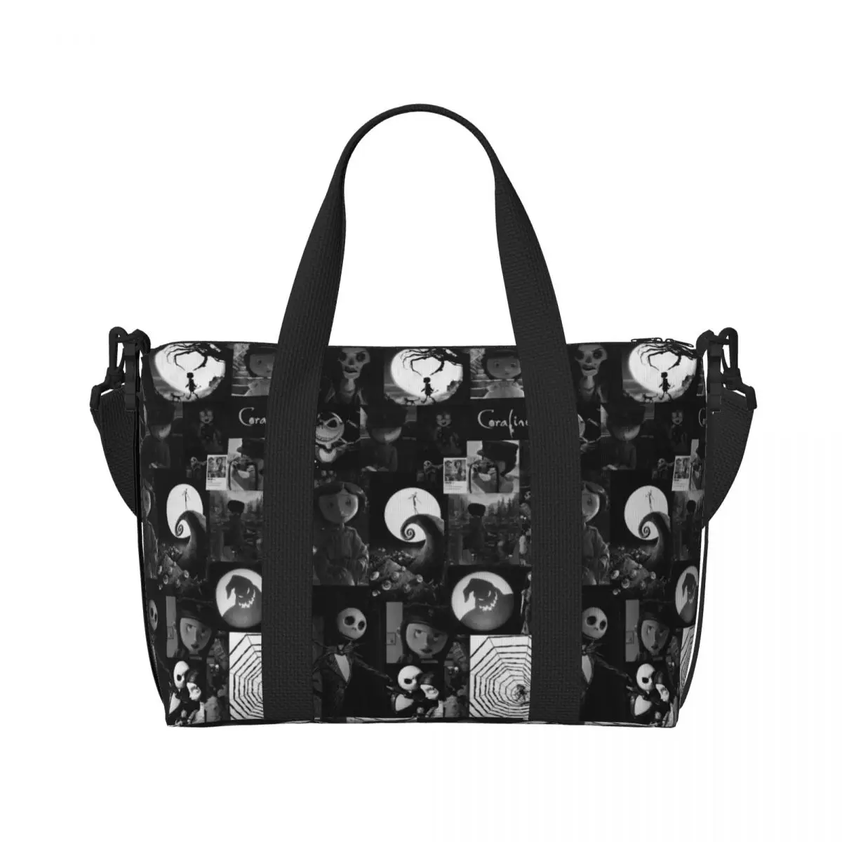 Custom Halloween The Nightmare Before Christmas Grocery Tote Shopping Bag  Large Capacity Jack Skellington Gym Beach Travel Bags