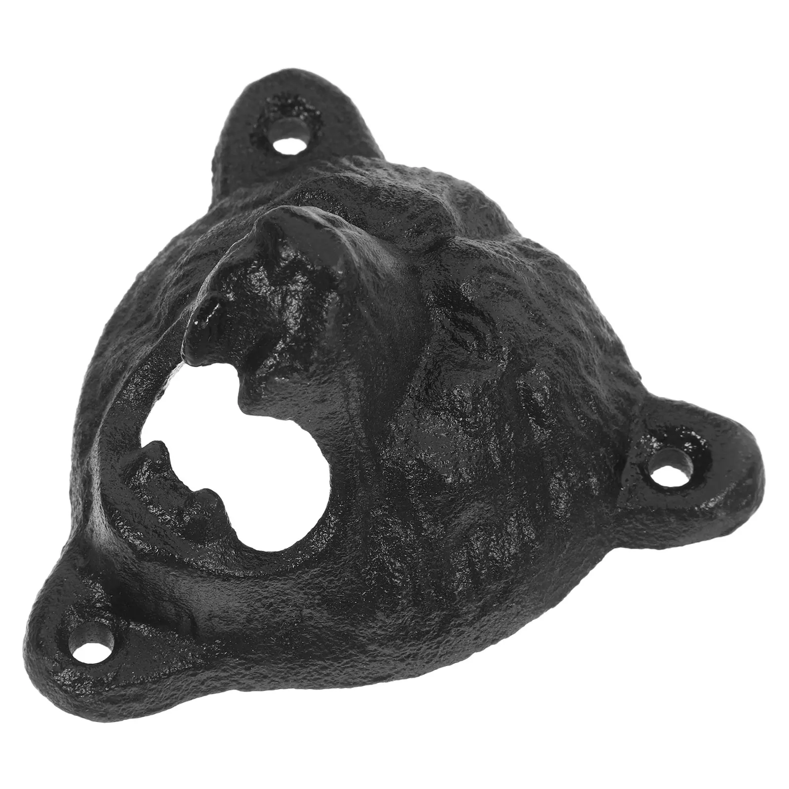 

Black Cast Iron Bear Head Bottle Opener Wall Mounted Beer Cap Remover Space Saving Home Bar Decor Animal Head for Party