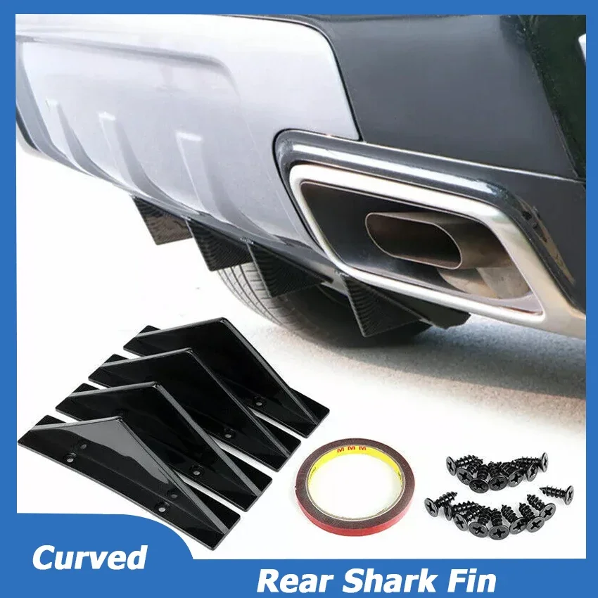 

Universal For Chevrolet Chevy Camaro 4PCS Curved Rear Bumper Diffuser Shark Fin Splitter Canard Spoiler Cover Car Accessories