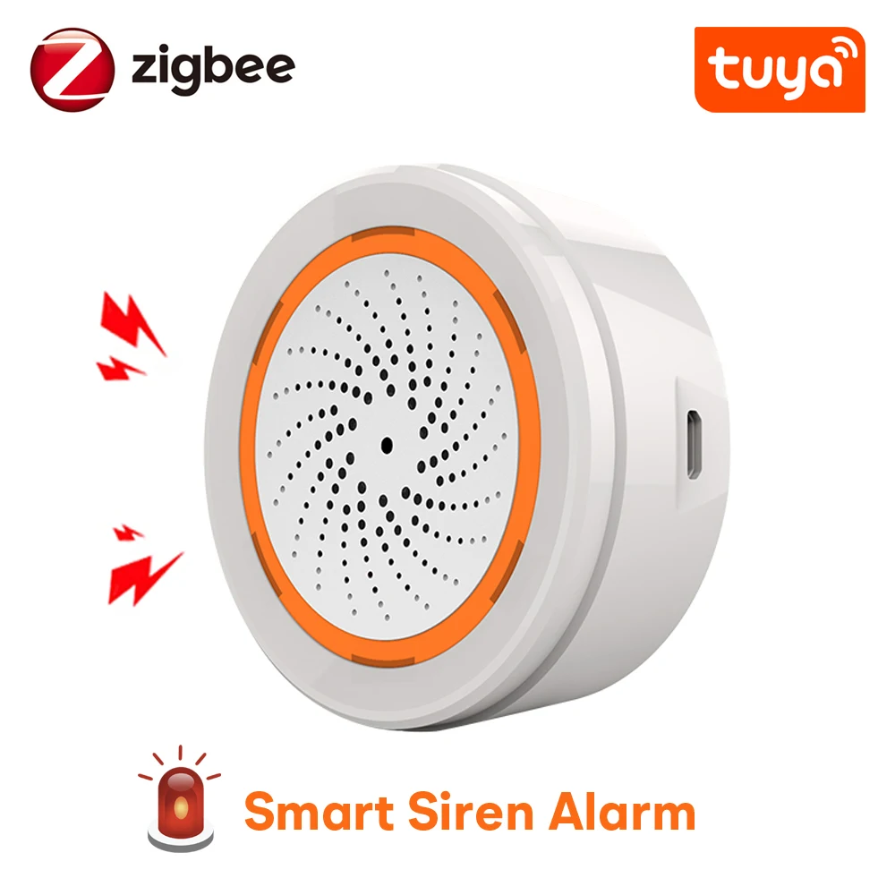 Tuya ZigBee Smart Siren Alarm 90dB Sound and Light Alert Home Security System Gateway Hub Required