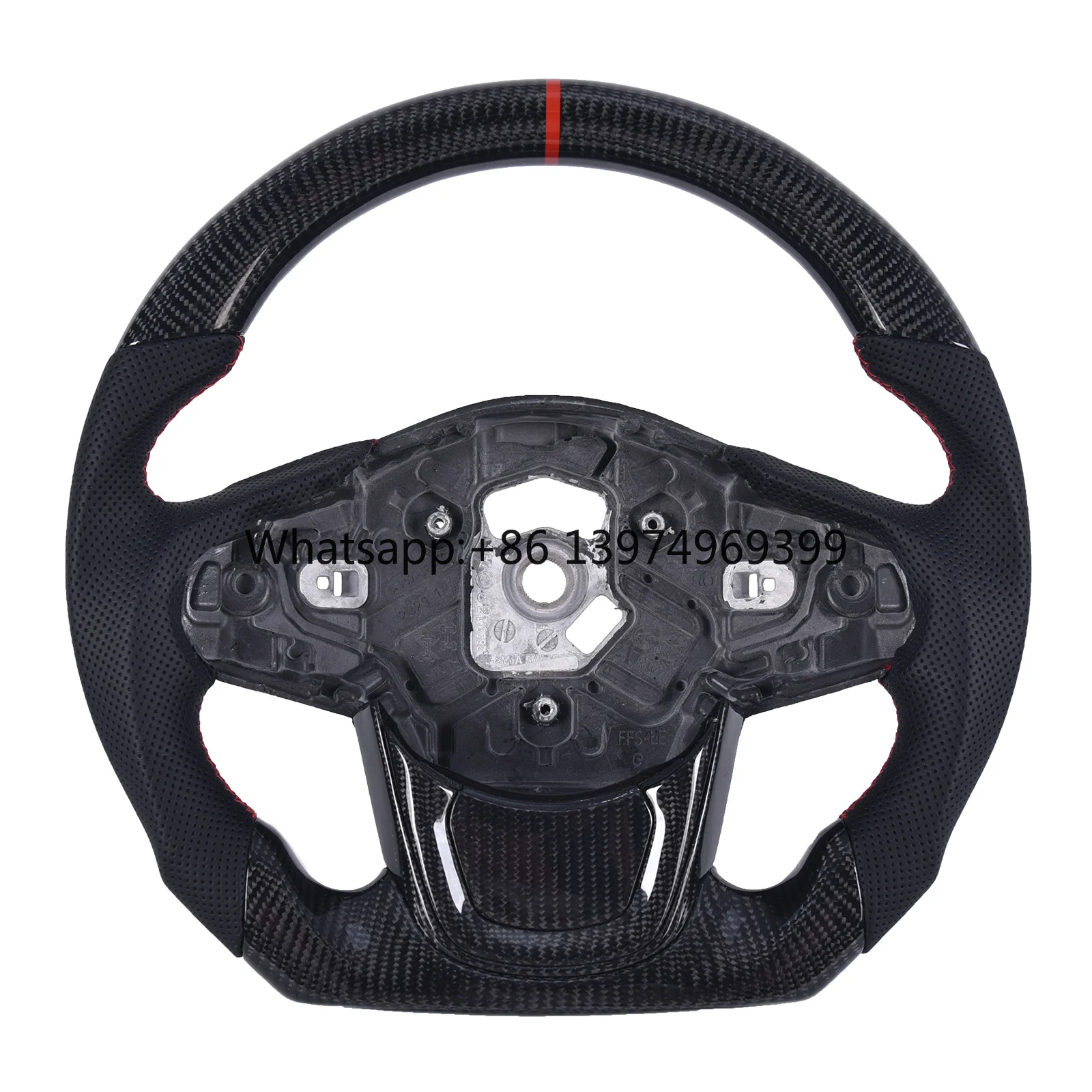 Carbon Fiber Steering Wheel for Toyota GR Supra A90 A91 2019-2022 Flat Bottom Perforated Leather Grip with Replacement Trim