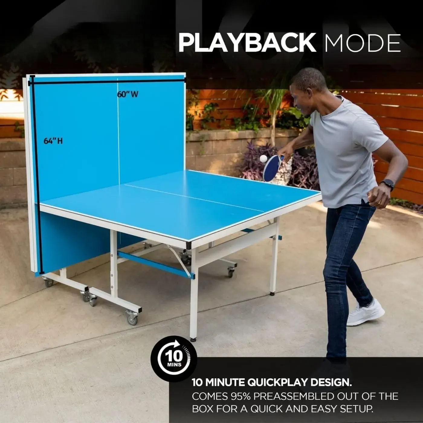 طاولات تنس احترافية للاستخدام الخارجي - تصميم خارجي أو داخلي مقاوم للماء من الألومنيوم لجميع الأحوال الجوية مع شبكة وعمود - 10 دقائق