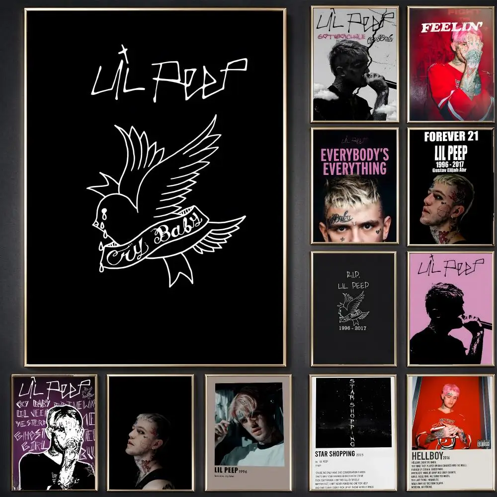 Singer Lil Peep Diamonds Album Poster Waterproof Sticky WallArt Print For Bedroom Living Room Hallway Bar Home Decor