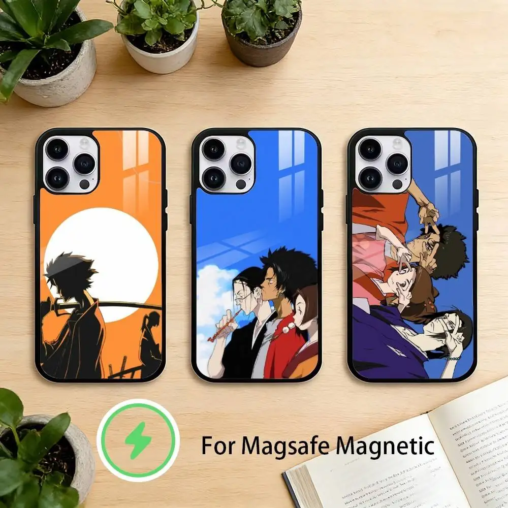 

Samurai C-Champloo wallpaper Phone Case For iPhone 17 16 15 14 13 12 Pro Max Plus for Mirror Wireless Magnetic Cover