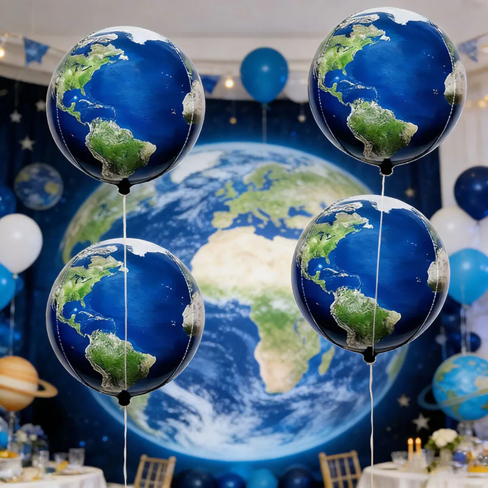 4 Stück 22-Zoll-Globusballons, 4D-Weltkartenballons, Erddag-Dekorationen, Reise-Geburtstagsparty-Zubehör für Reisen rund um die Welt – Detail 2