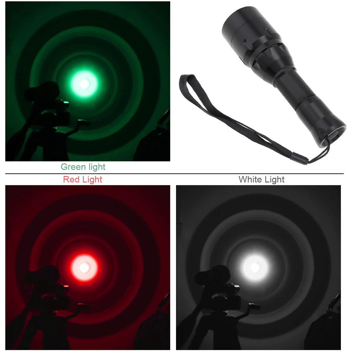 C16 Zoomable Adjustable 1500 Lumens XPE Red Green White Infrared Light 850nm LED Range Radiation Tactical Flashlight