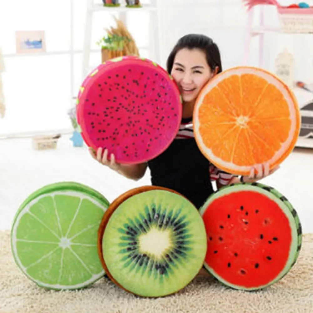 Cartoon Fruits Print Round Bar Chair Cushion Cover Anti-Slip Seat Cushion Slipcover Soft Stool Cushion Covers Slipcover