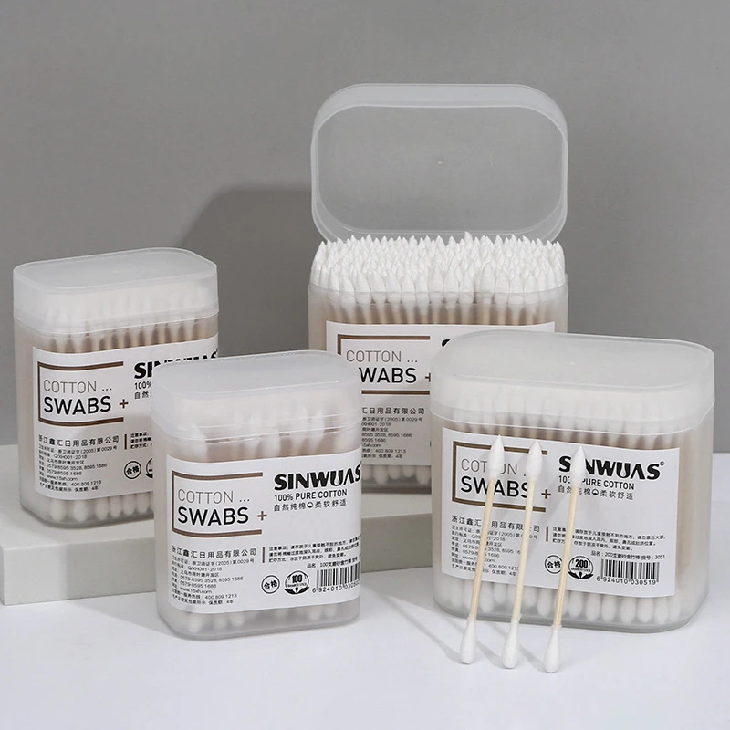 100/200 stuks wegwerp thuis dubbele hoofden oorreiniging make-up wattenstaafjes knoppen