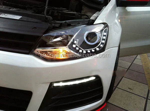 AIROW For VOLKSWAGEN Polo Mk5 Vento Cross Polo LED Angel Eyes Head Lamp 2010-14 Year LD