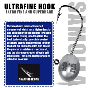 Jig cabeça gancho rockfish ajing ganchos de pesca para isca de minhoca macia baixo peixe pesca bens 0.8-7g 5 pçs/saco pique truta acessórios 8 principais vendas cabecote de pesca - №7