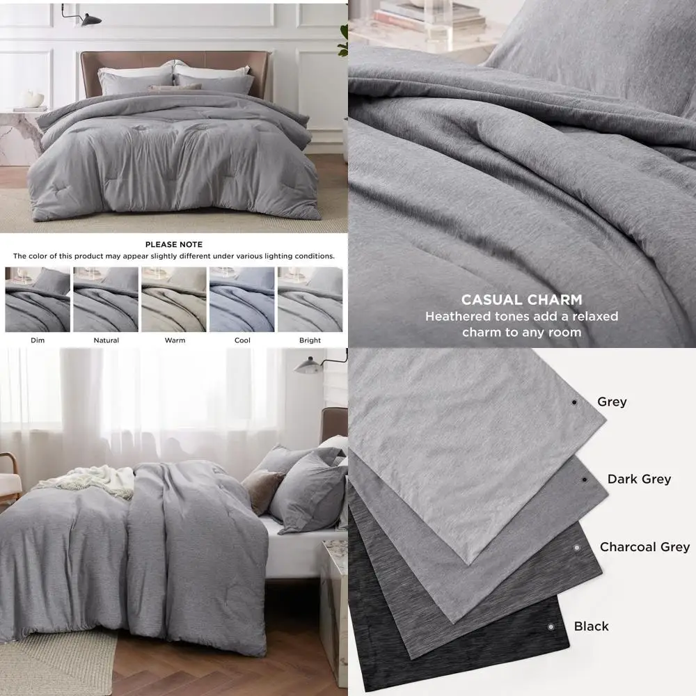 

Всесезонный комплект оверсайз King Comforter темно-серого цвета, постельное белье из 3 предметов, окрашенное в катион