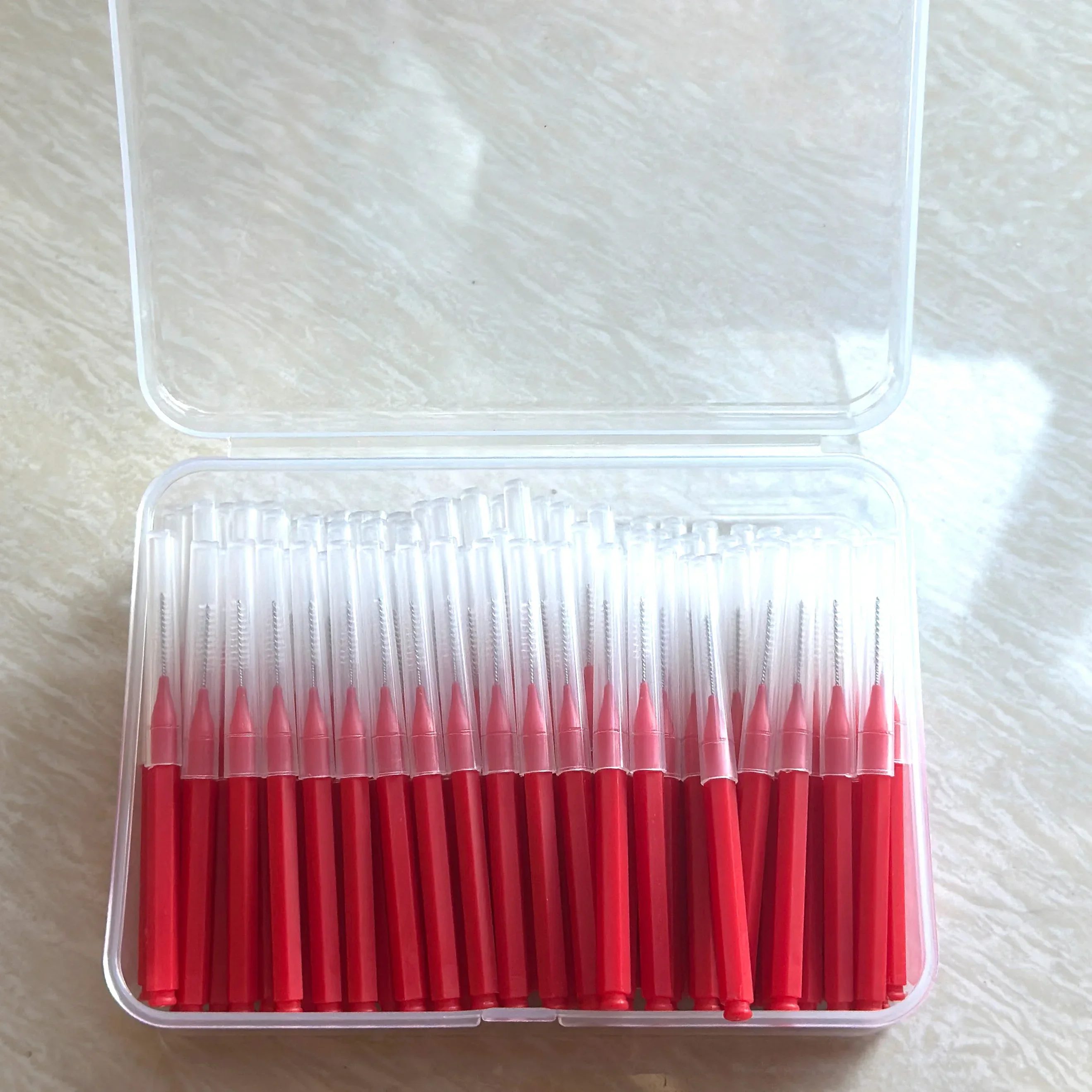 100/200 Stuks Doos Rager 0.6-1.5Mm Reiniging Tussen Tanden Mondverzorging Orthodontische I Vorm Tandzijde I-type push pull - afbeelding 1