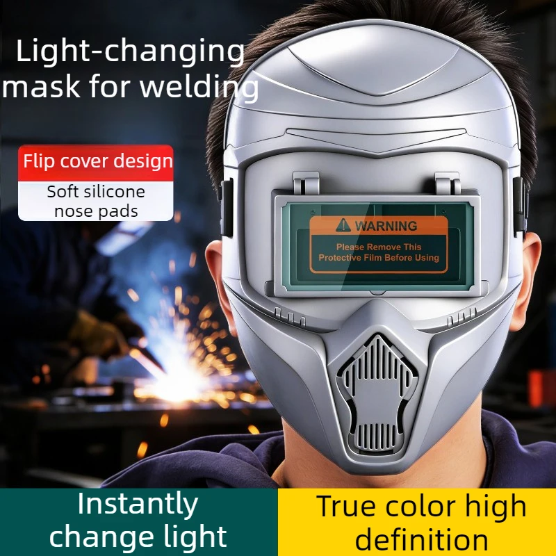 

Automatic Dimming Welding Mask Flip-top Head Mounted Face Mask Replaceable Lens Protective Cover Welder Specific Protective Tool