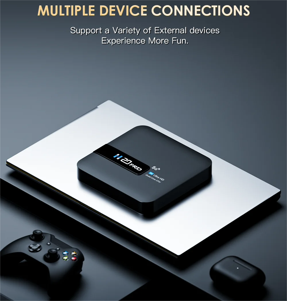 HONGTOP-H20PRO تي في بوكس أندرويد 10 ، 16GB ، دعم 2.4G ، 5G واي فاي ، 4K HD فيديو ، ميديا بلاير ، 1080P ، فك التشفير