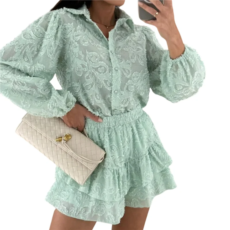 

ABRT-Женская кружевная блузка из 2 предметов, футболки, топы, облегающие шорты, вечерние клубные костюмы, спортивный костюм, комплект одежды