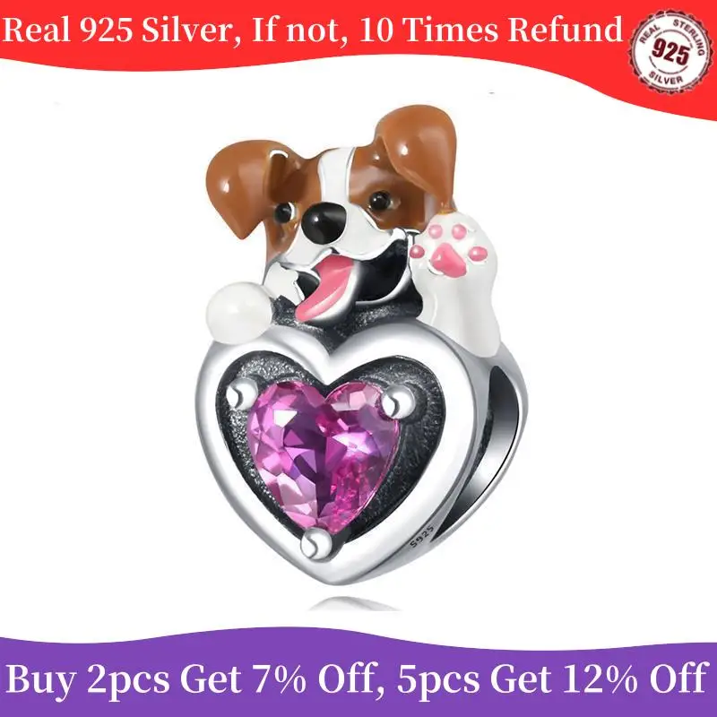 100% Real 925 Sterling Charm Fit Pandora Original Bracelet Silver Bead Welsh corgi Pendants Dog Pet Dangle DIY Jewelry for Lover