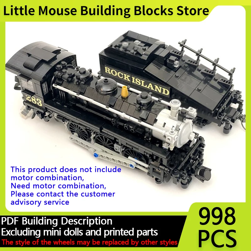 

City Car Model MOC Building Bricks 0-6-0 Steam Locomotive Train Modular Technology Gifts Holiday Assemble Children Toys Suit