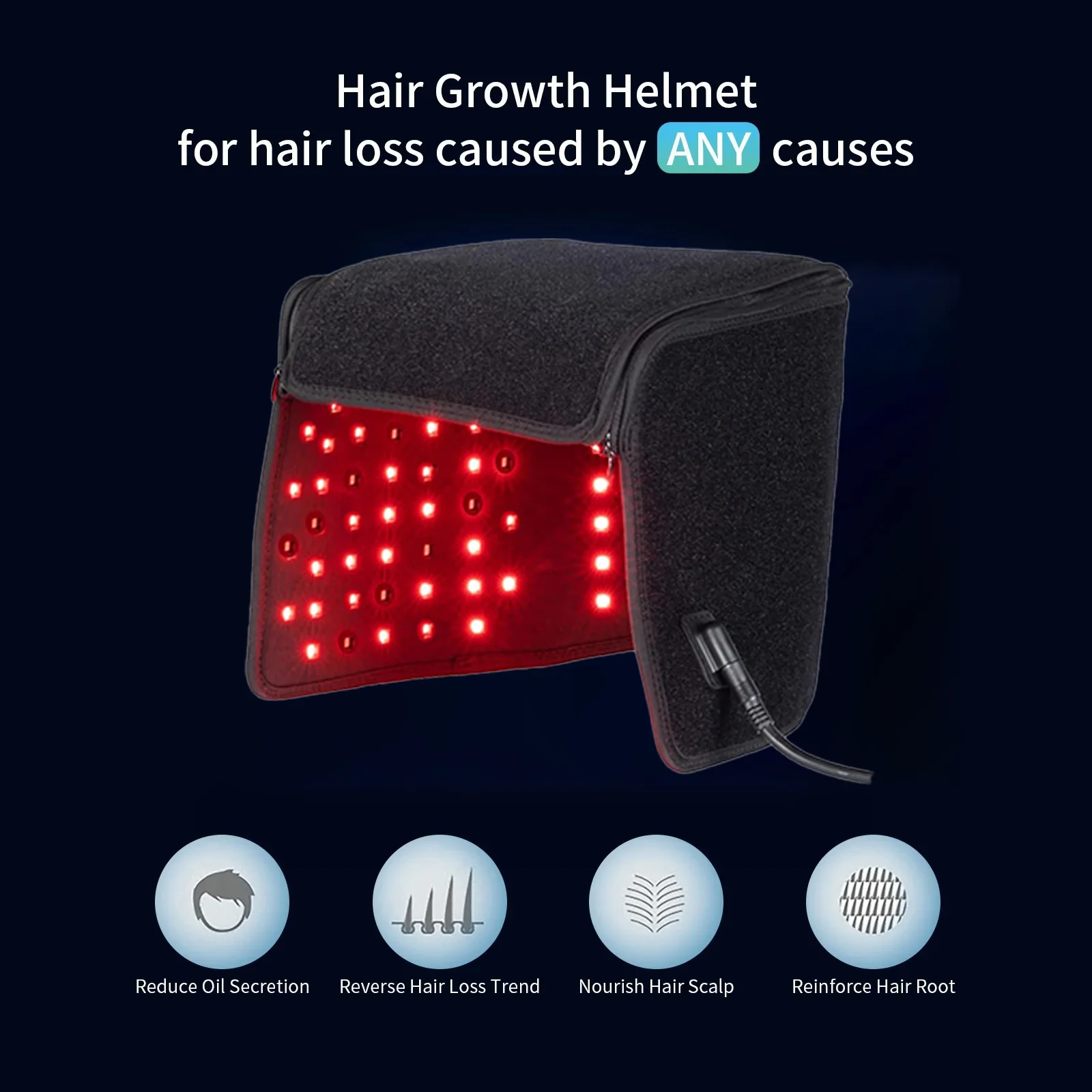 Hair Growth Cap Red Lights Laser Infrared Therapy Hair Loss Treatment Cap Restore Hair Thickness Anti Hair Loss Device