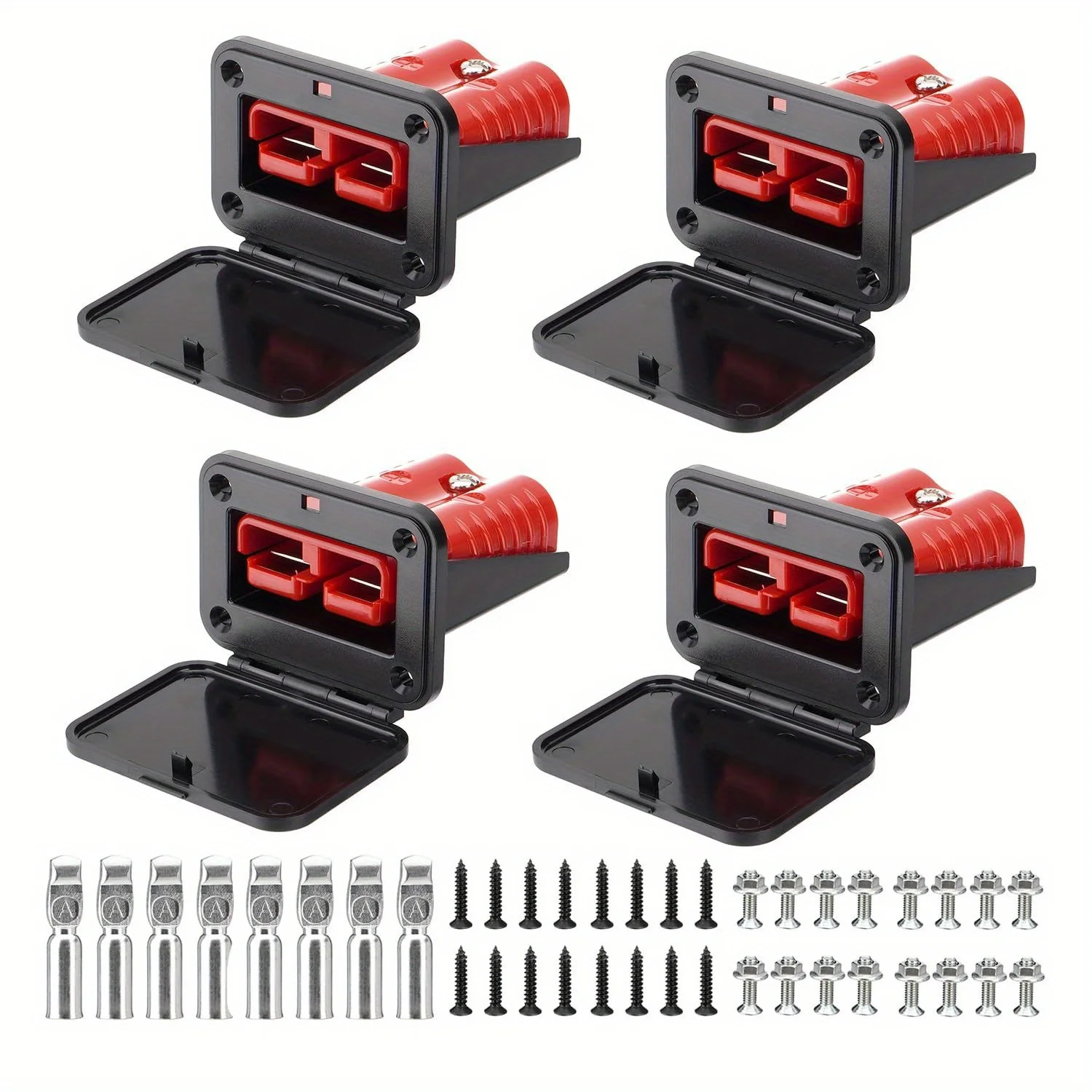 

4pcs Anderson Plug 175A Heavy-Duty Battery Connector with Flush Mount Dust Cover & Plastic Flap - -Free Quick Connect/Disconnect