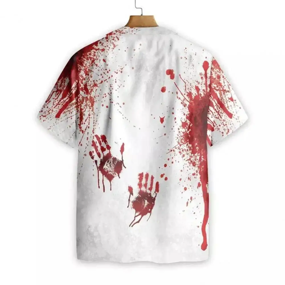 Problem Solved Halloween Shirt Blood Splash Men's Casual Tee Shirt Crew Neck Short Sleeve Shirt Cosplay Party Costume