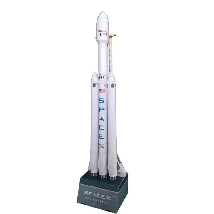 10 pçs spacex falcon foguete pesado diy modelo de cartão de papel 3d brinquedo educativo conjunto de construção militar presente da criança