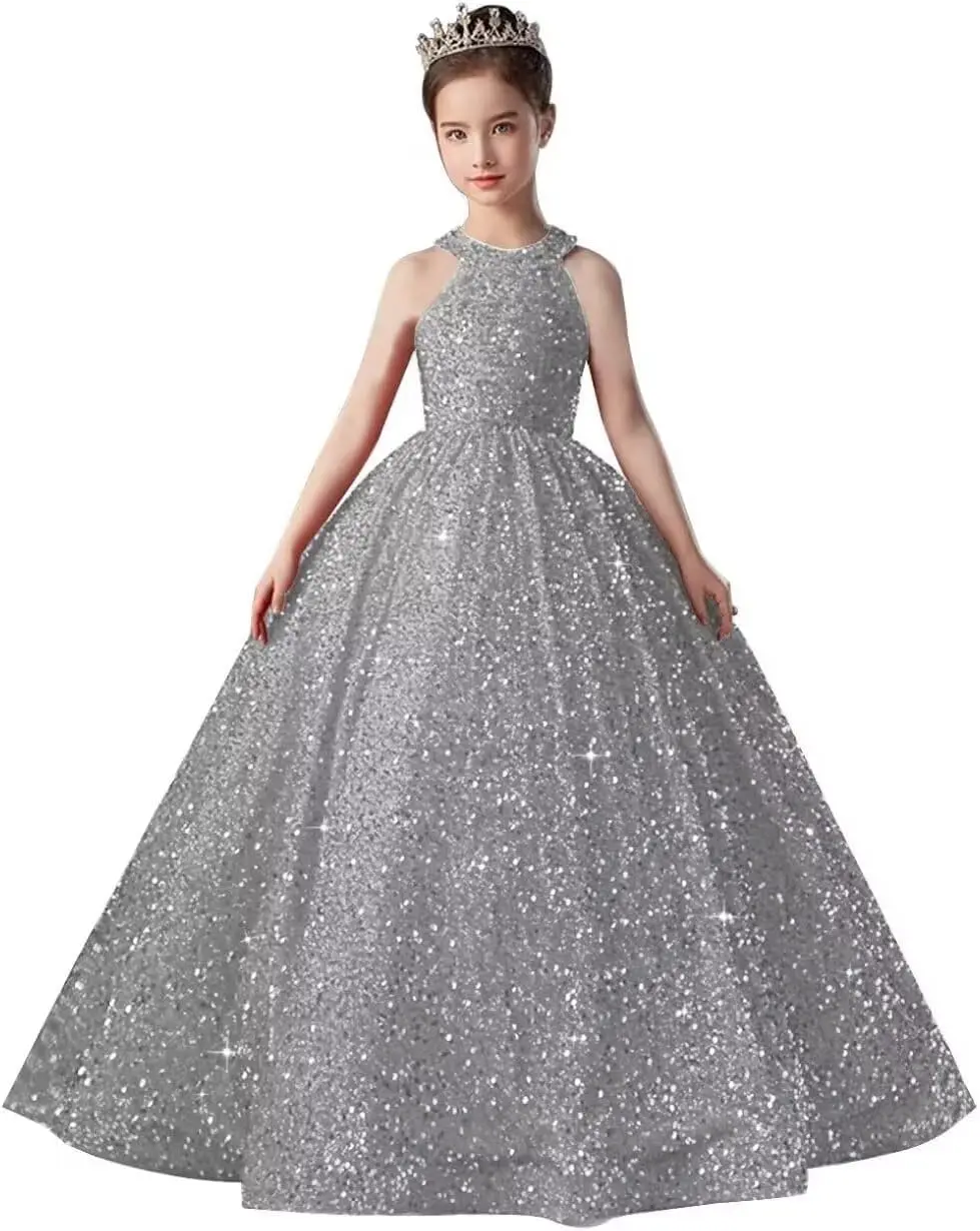 Sequin  Flower Girl Dresses for Weddings Sparkly Pageant Dresses for Girls Ball Gown Princess Kids Formal Party Dress