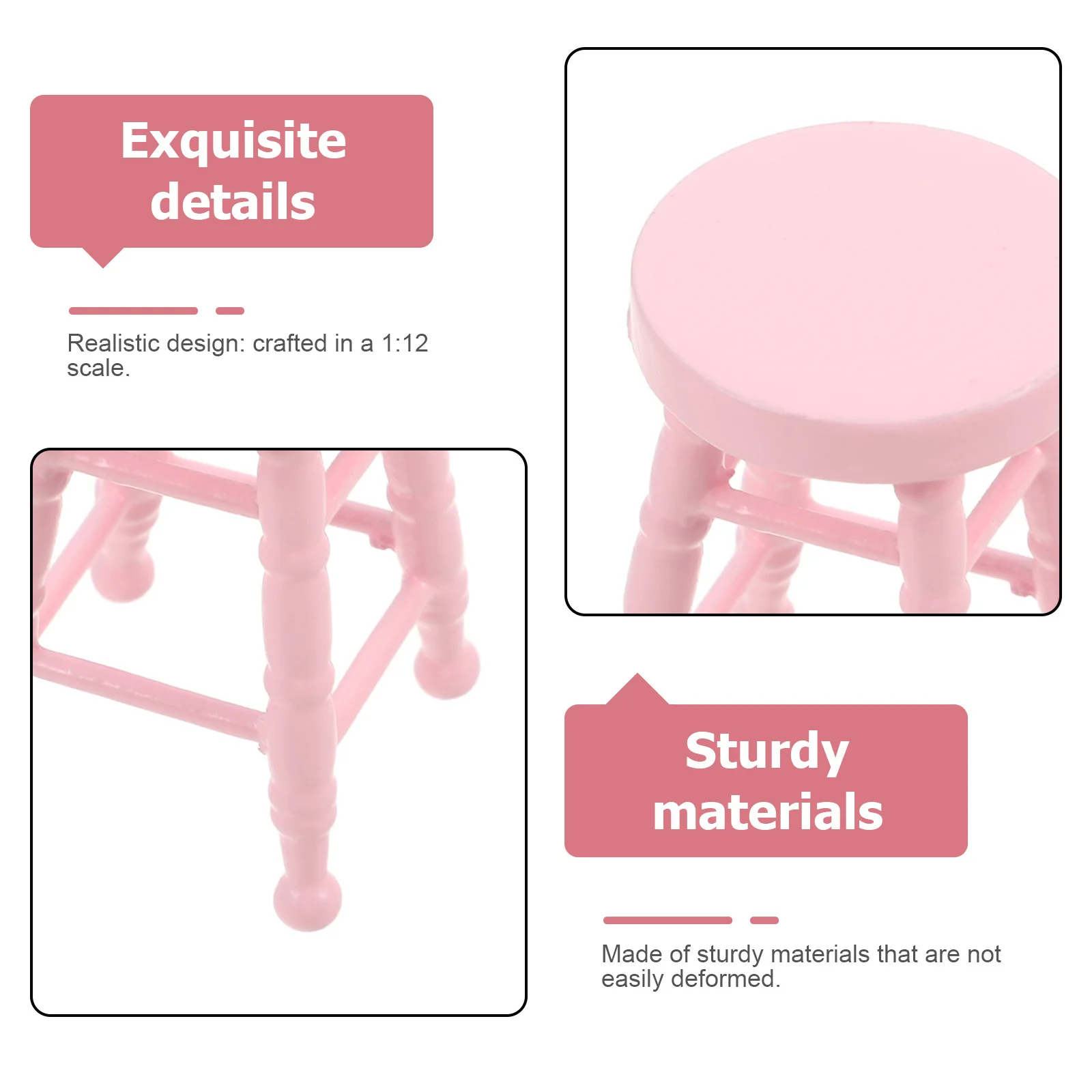 Tabouret Miniature pour maison de poupée, échelle 1:12, petit tabouret rond en bois massif pour maison de poupée, meubles artisanaux et accessoires
