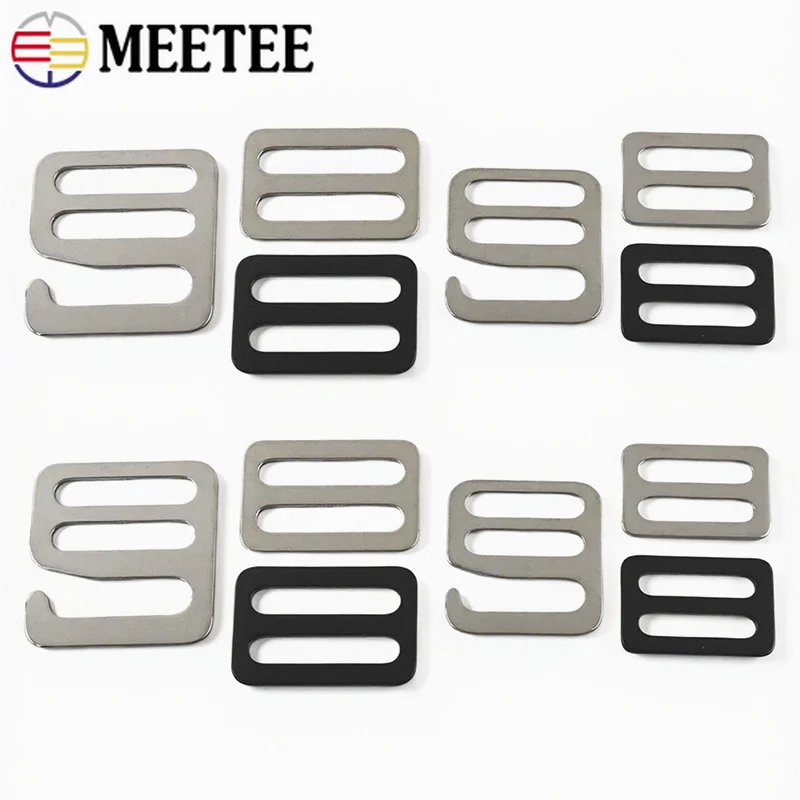 10/20/5P 16-38mm Stainless Steel Triangle Ring Buckle Adjuster Tri-Glide Slider Clasp Bag Strap Side Clip Hanger Hook Accessory