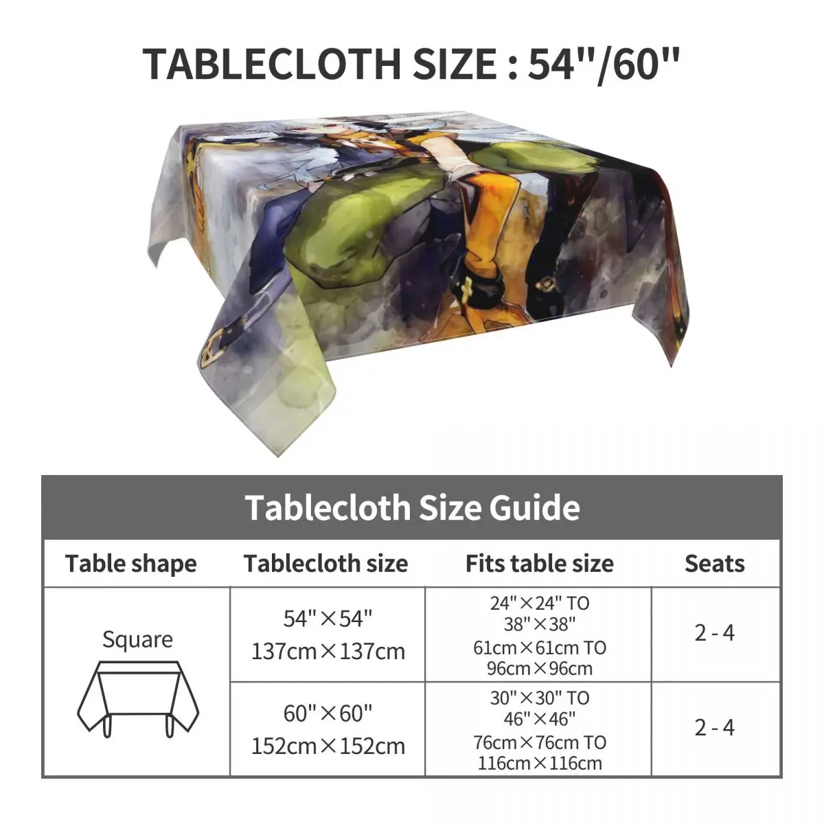 Genshin Impact Tablecloth Razor Anime Print Table Cover For Banquet Christmas Party Modern Outdoor Table Cover Tablecloths