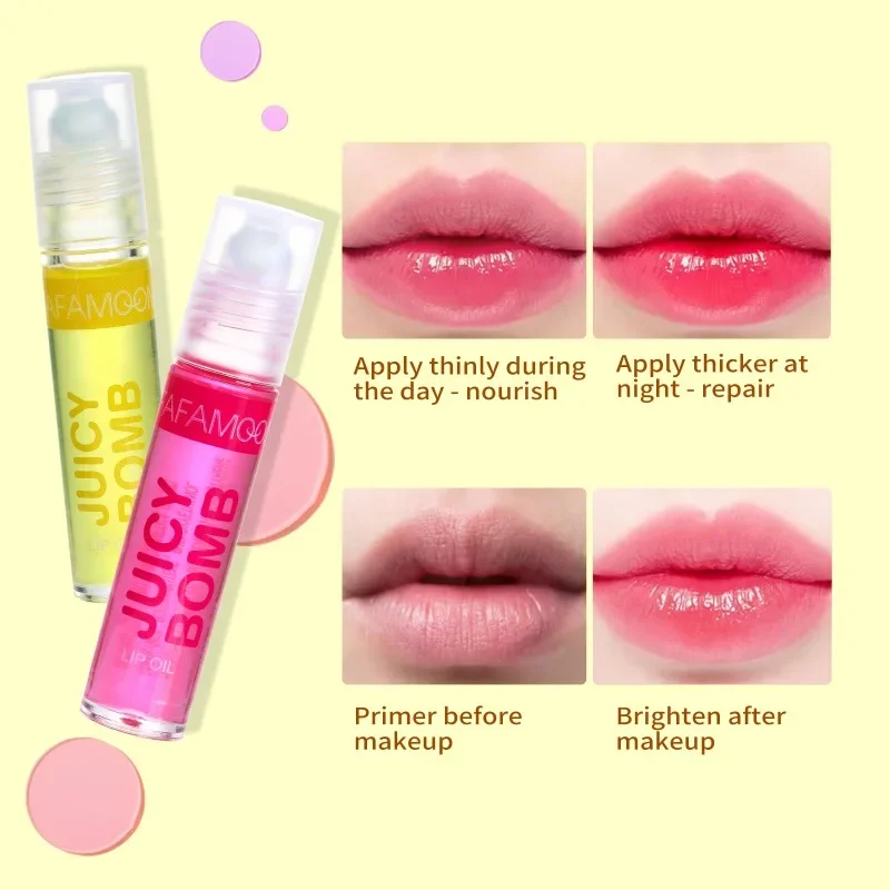 5Pcs/Set Plumper Lip Gloss Fruit Roll-on Lip Oil Makeup Moisturizing Clear Lips Balm Long Lasting Lips Cosmetics Dropshipping