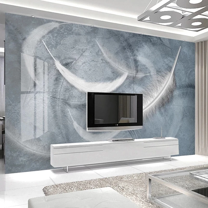 Custom Mural Self Adhesive Wallpaper 3D White Feather Bedroom Living room sofa TV background wall restaurant study Hotel photo