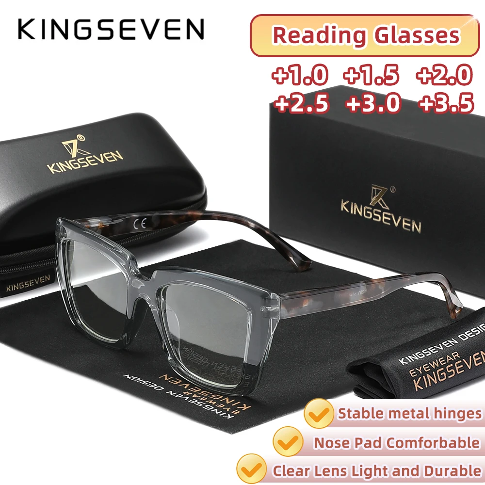 

KINGSEVEN очки для чтения для мужчин и женщин большие очки против усталости компьютерные очки для чтения для пожилых людей + 1,0 + 1,5 + 2,0 + 2,5 + 3,0 + 3,5