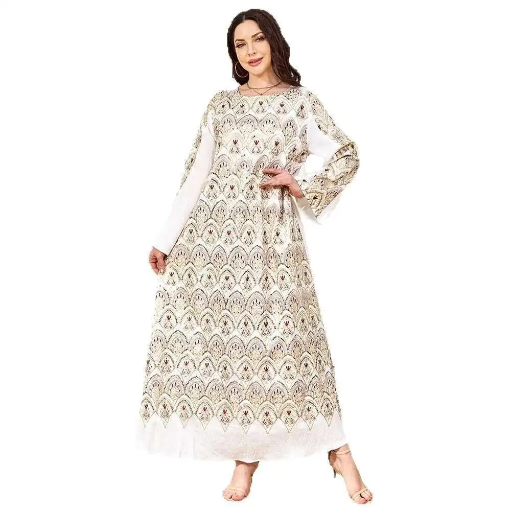 Robe เสื้อผ้าโรงงานใหม่ลูกปัดหลวมจี้ชุดดูไบชุดสตรี Robe Abaya Ramadan ดูไบหรูหราอิสลาม Elegant
