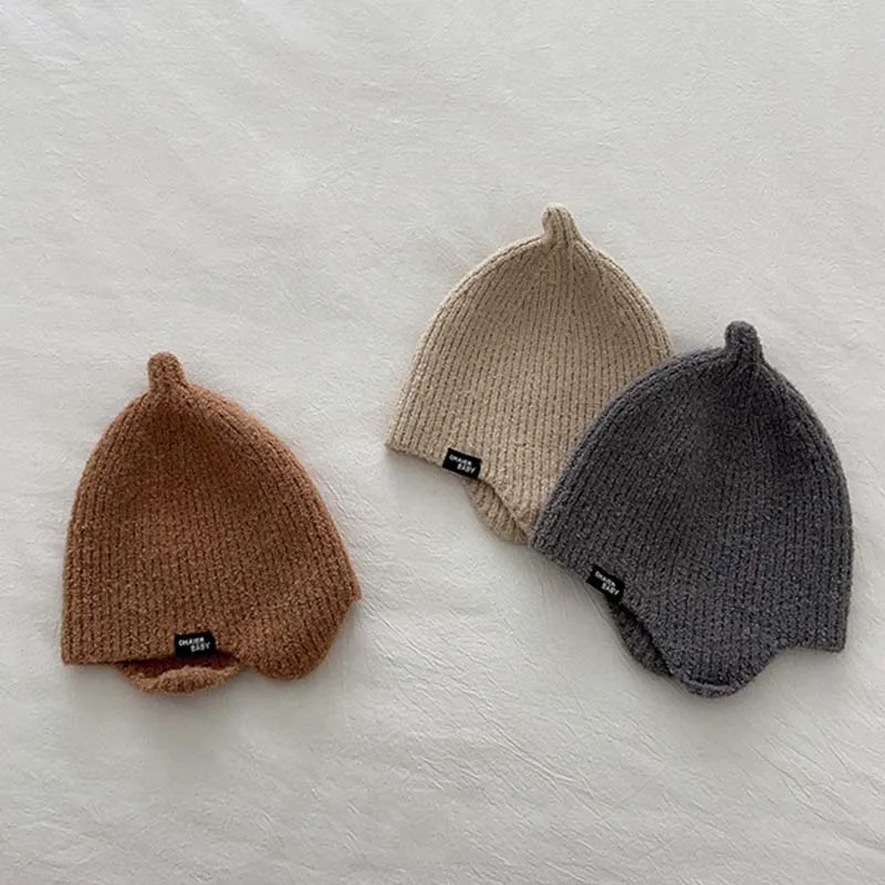 Gorro de punto suave para niños y niñas, gorro de lana con protección para los oídos, cubierta cálida, accesorios de invierno