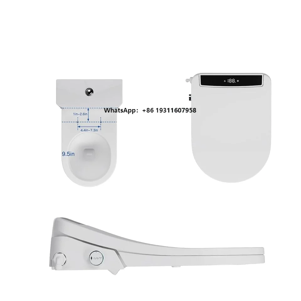 Assento de bidê elétrico Cosygrace para banheiros com formato redondo aquecido com 3 modos de limpeza e secador
