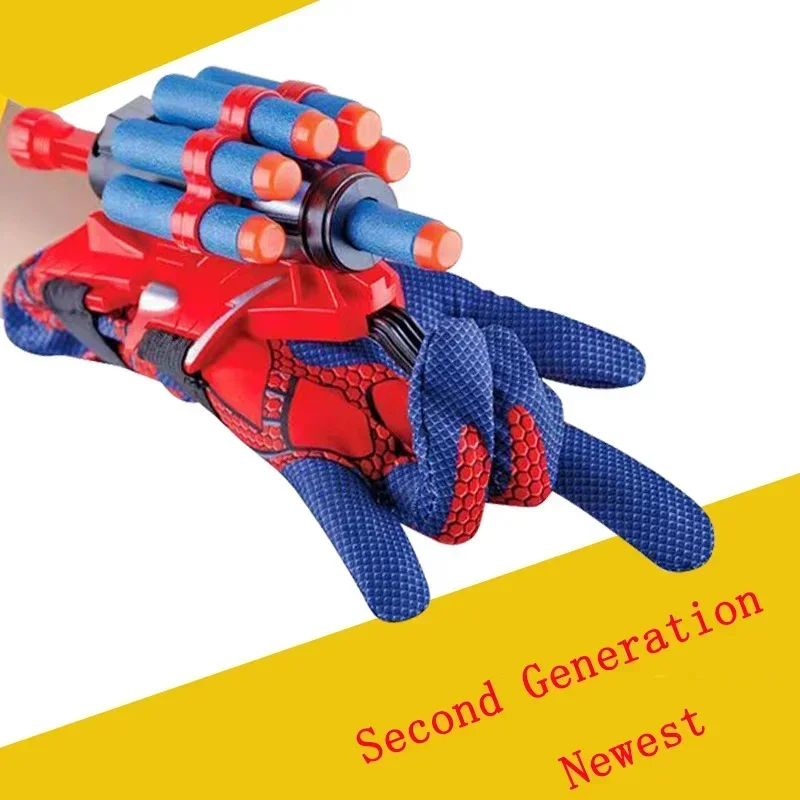 Marvel Spiderman Cosplay lanzador de guantes de plástico figura de Anime conjunto de juguete superhéroe lanzador de muñeca niños juguetes divertidos