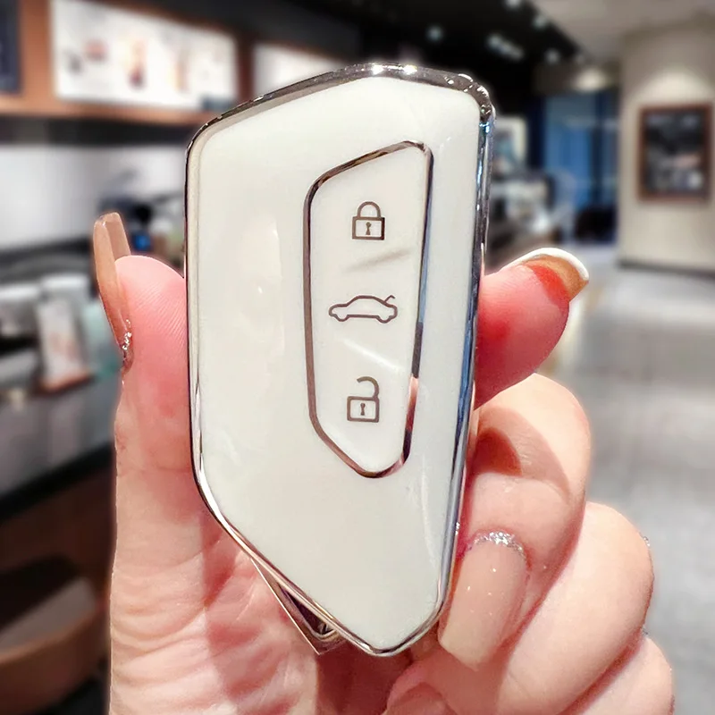 3Button Remote Key Case Soft TPU Car Key Case Full Protection Key Case Cover for VW Volkswagen/Golf 8 MK8 ID.3 ID.4 /Cupra/Skoda