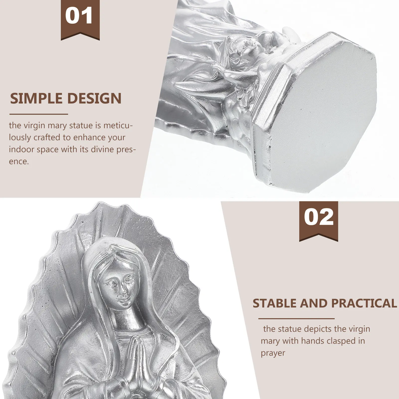 Catholic Virgin Mary Resin Statue Elegant Prayer Pose Home Office Church Decor Versatile Placement Our Lady of Grace Religious
