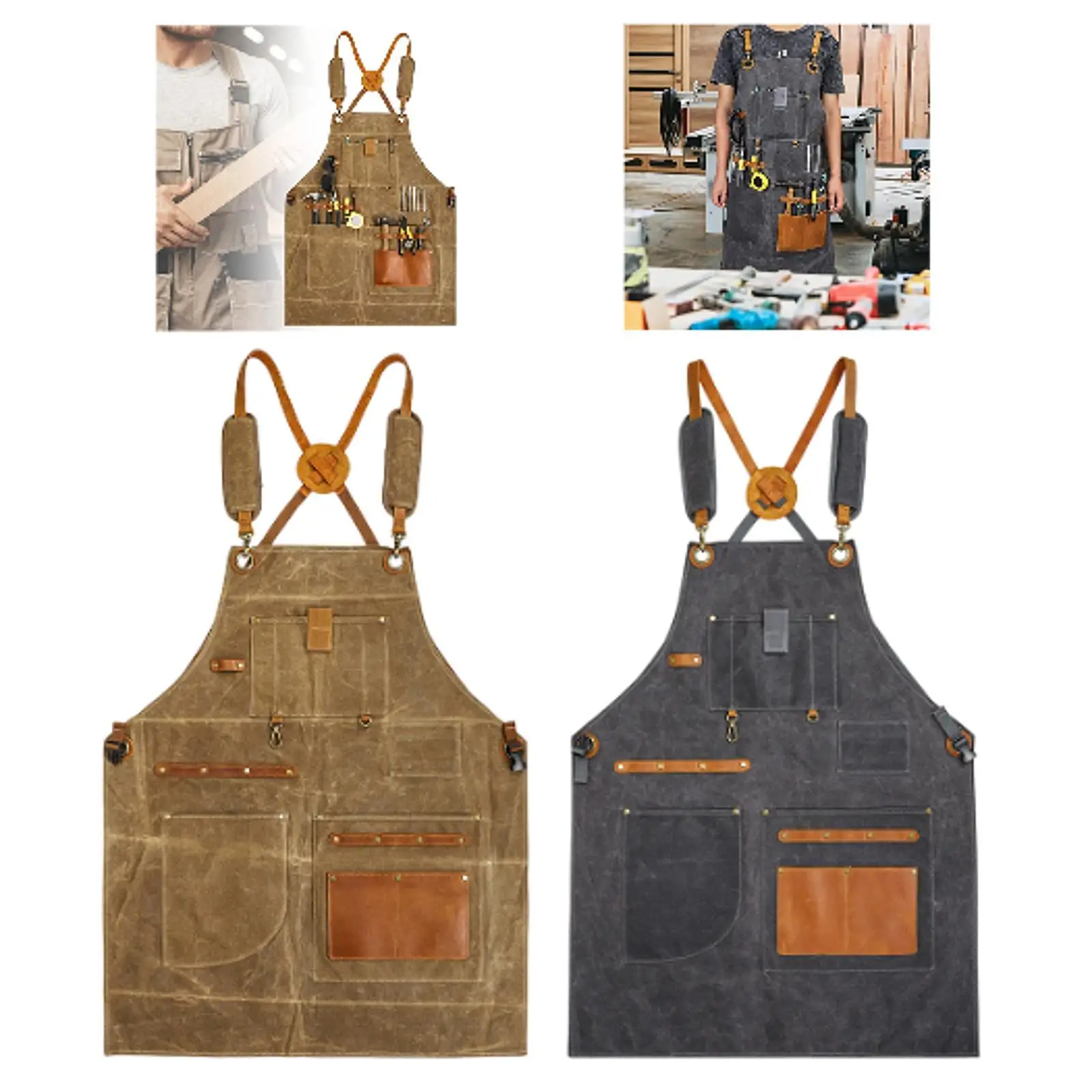 Apron Bengkel Kayu Tebal dengan Kantong Organizer Peralatan, Apron Perkakas untuk Tukang Kebun, Tukang Kayu, Tukang Listrik, Tukang Pipa, Pekerjaan Listrik