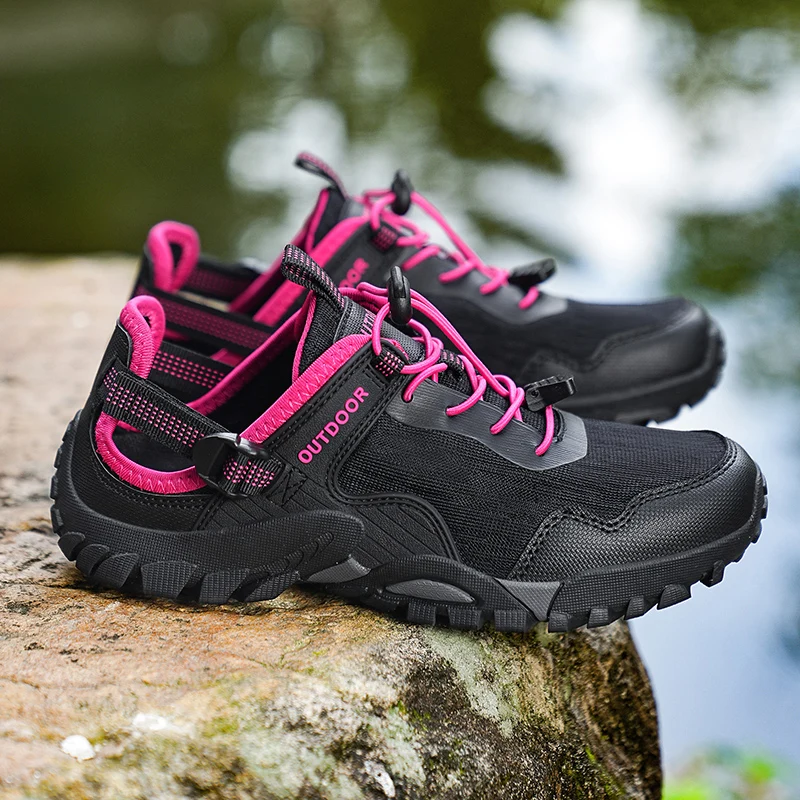 Zapatillas de senderismo transpirables a la moda para hombre, cómodas zapatillas antideslizantes para exteriores, zapatillas de deporte para mujer, zapatos de senderismo de malla para hombre y mujer