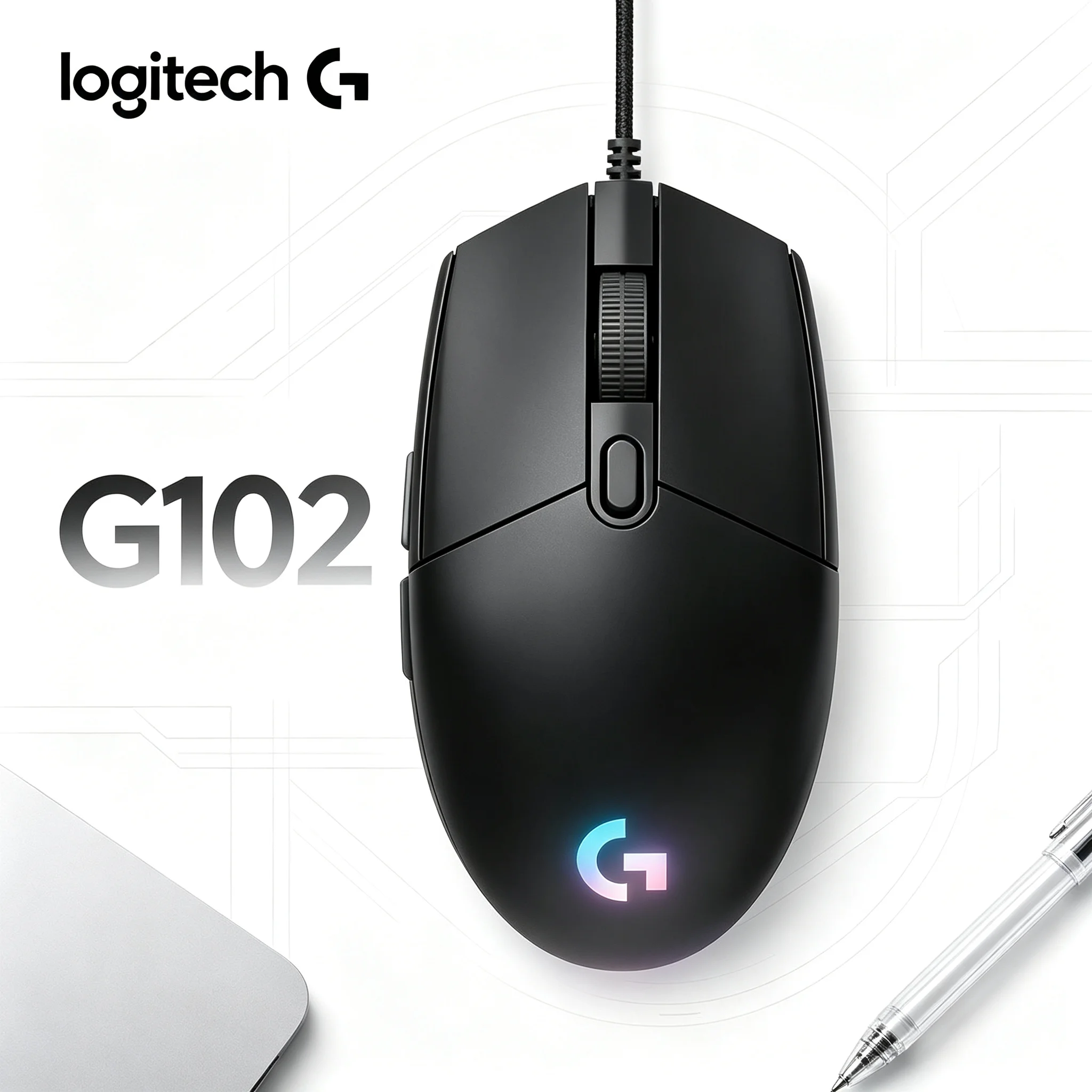 Logitech G102 Wired Ergonomic RGB Gaming Mouse Fast Cursor Movement For CS2 PUBG LOL Valorant Gaming And Office Job