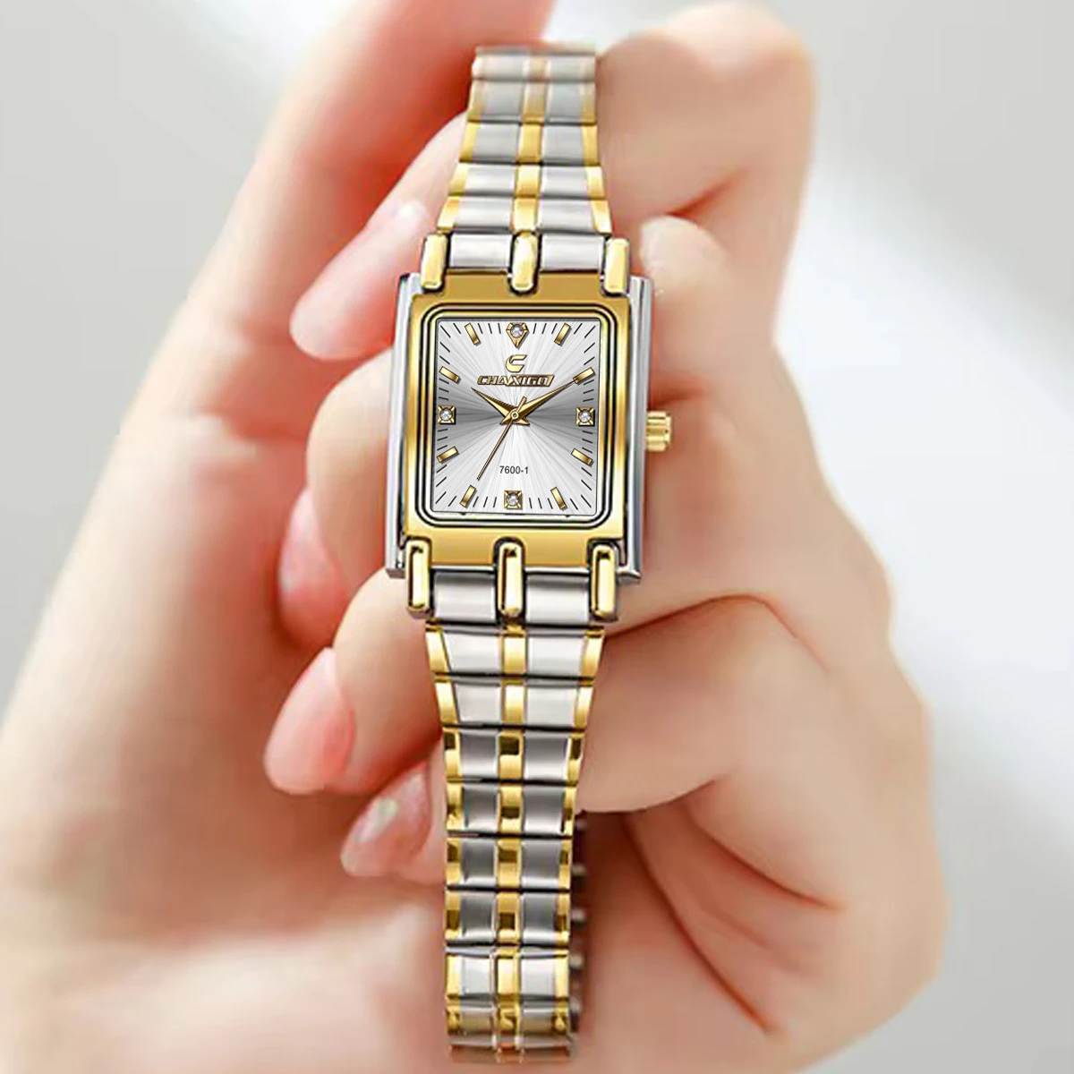 ساعة CHAXIGO النسائية الكلاسيكية المصنوعة من الفولاذ المقاوم للصدأ بنمط كاجوال، مقاومة للماء حتى 30 مترًا، مينا زجاجي معدني #1