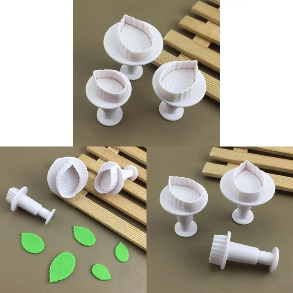 3pcs Rose Plastic Baking Mold Kitchen Biscuit Cookie Cutter Pastry Plunger