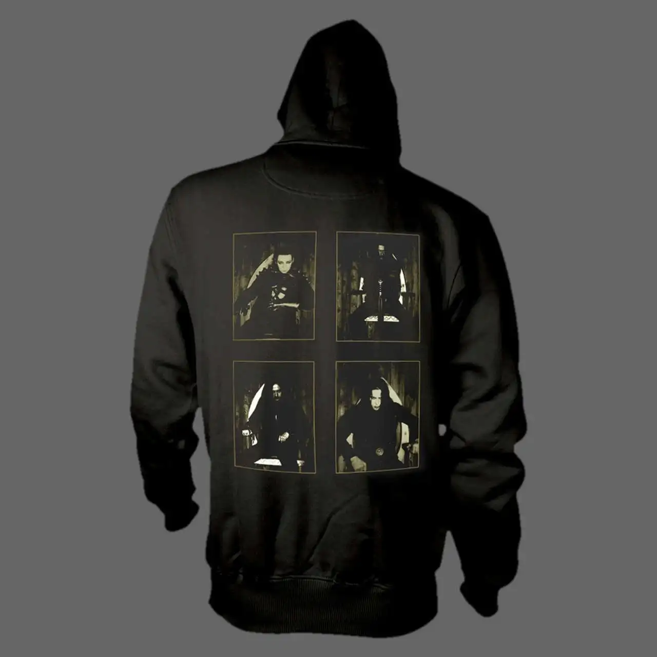 سويت شيرت بقلنسوة مطبوع معدني أسود لخريف وشتاء 2026، سويت شيرت فاخر للجنسين طراز Y2K #3