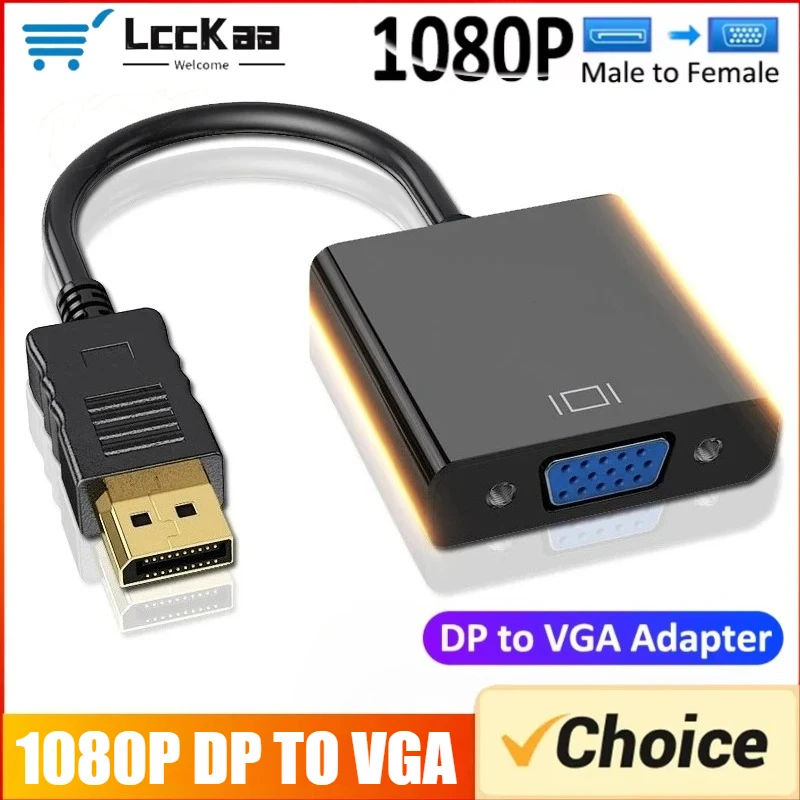 1080P DP DisplayPort vers VGA adaptateur câble Port d'affichage pour projecteur DTV TV HDVD ordinateur portable DP mâle vers VGA femelle convertisseur adaptateur