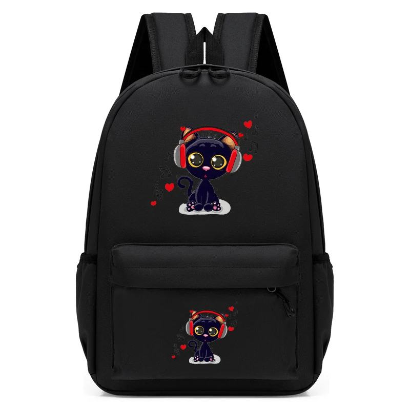 Mochila escolar gatinho preto para crianças, Kawaii Anime Schoolbag, Bagpack dos desenhos animados, bonito Bookbag para meninos e meninas