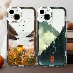 Case For iPhone 16 15 14 13 Pro Max 12 Mini 11 XS X XR Soft Cover Landscape Art