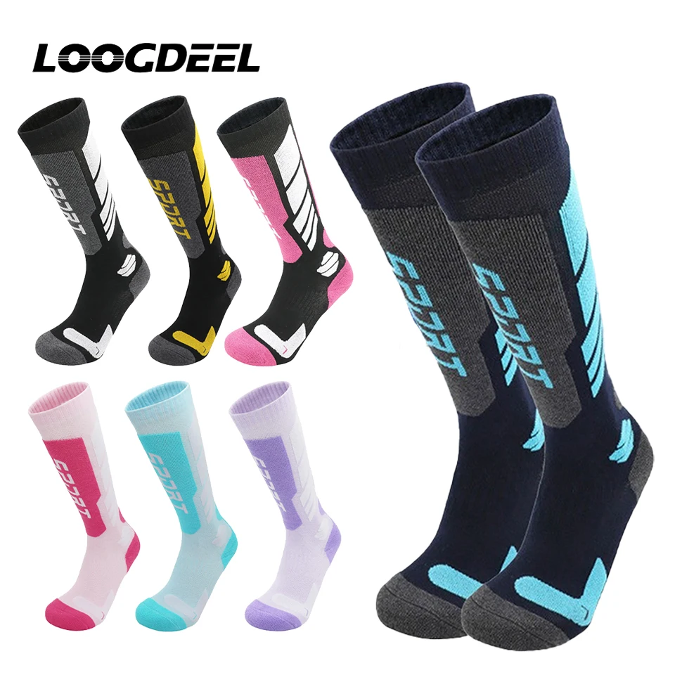 

Лыжные носки Loogdeel, спортивные носки, утепленные мужские и женские носки, впитывающие пот, зимние уличные высокие носки для альпинизма