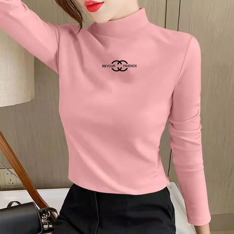High Quality Women's Base Shirt Guangzhou Thirteenth Factory Premium Winter Long Sleeve High Collar Fitted T-Shirt Commute Style